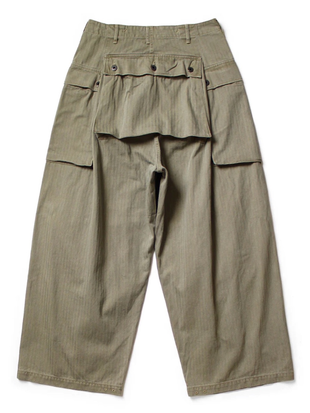 SOKD OUT Kapital HARRINGBONE JUMBO MONKEY Khaki Wide-Leg Cargo Pants